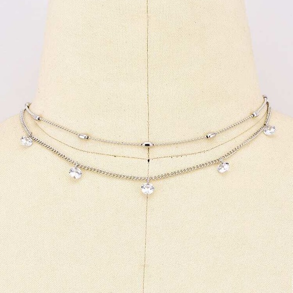 💕3/$30 Rhinestone Layered Chain Choker - Picture 2 of 2